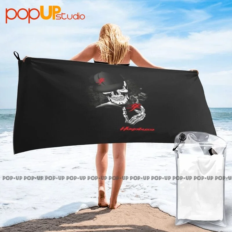 Skeleton Skull Hayabusa Logo Quick Dry Towel Surf Travel Lightweight Beach Blanket