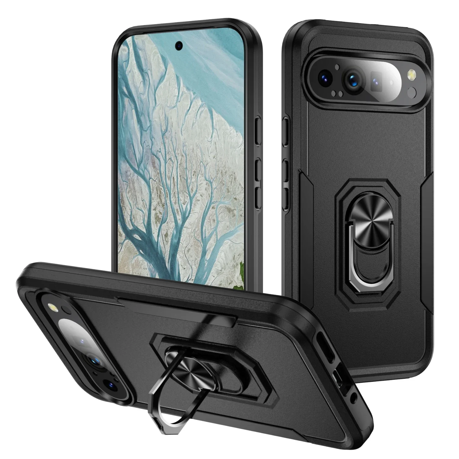For Google Pixel Pro XL Case Ring Kickstand Armor Shockproof