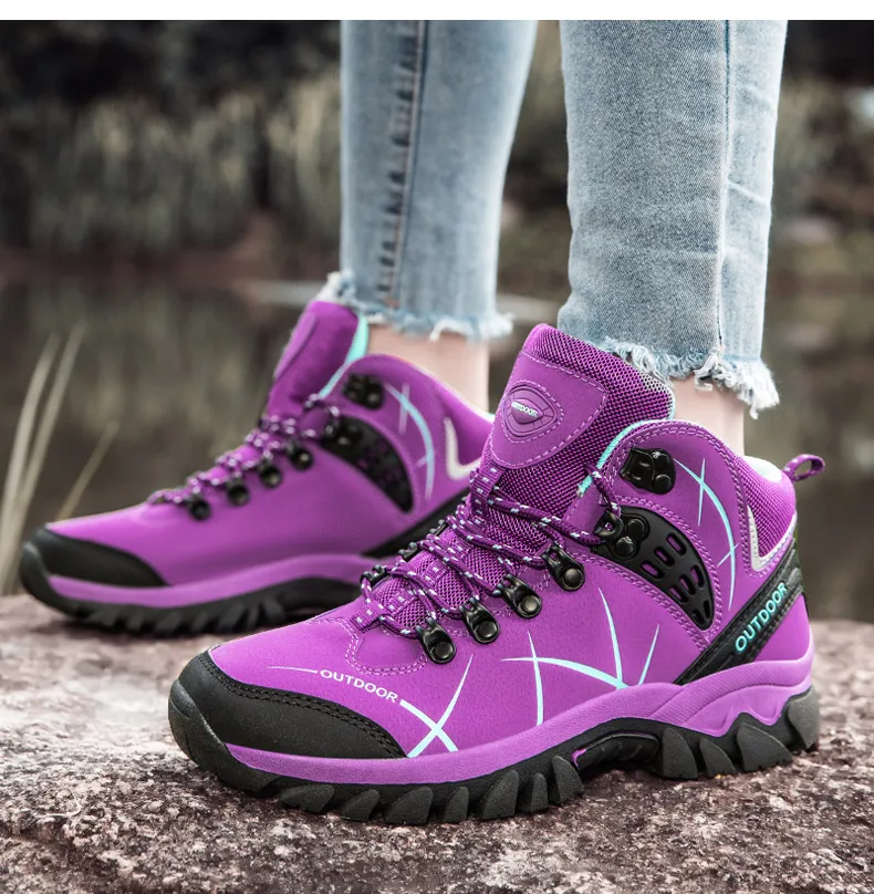 Herbst Winter Frauen Leder Outdoor Stiefeletten Wanderschuhe Trekking Berg Turnschuhe Tracking Treking Plüsch Warme – Detail 12