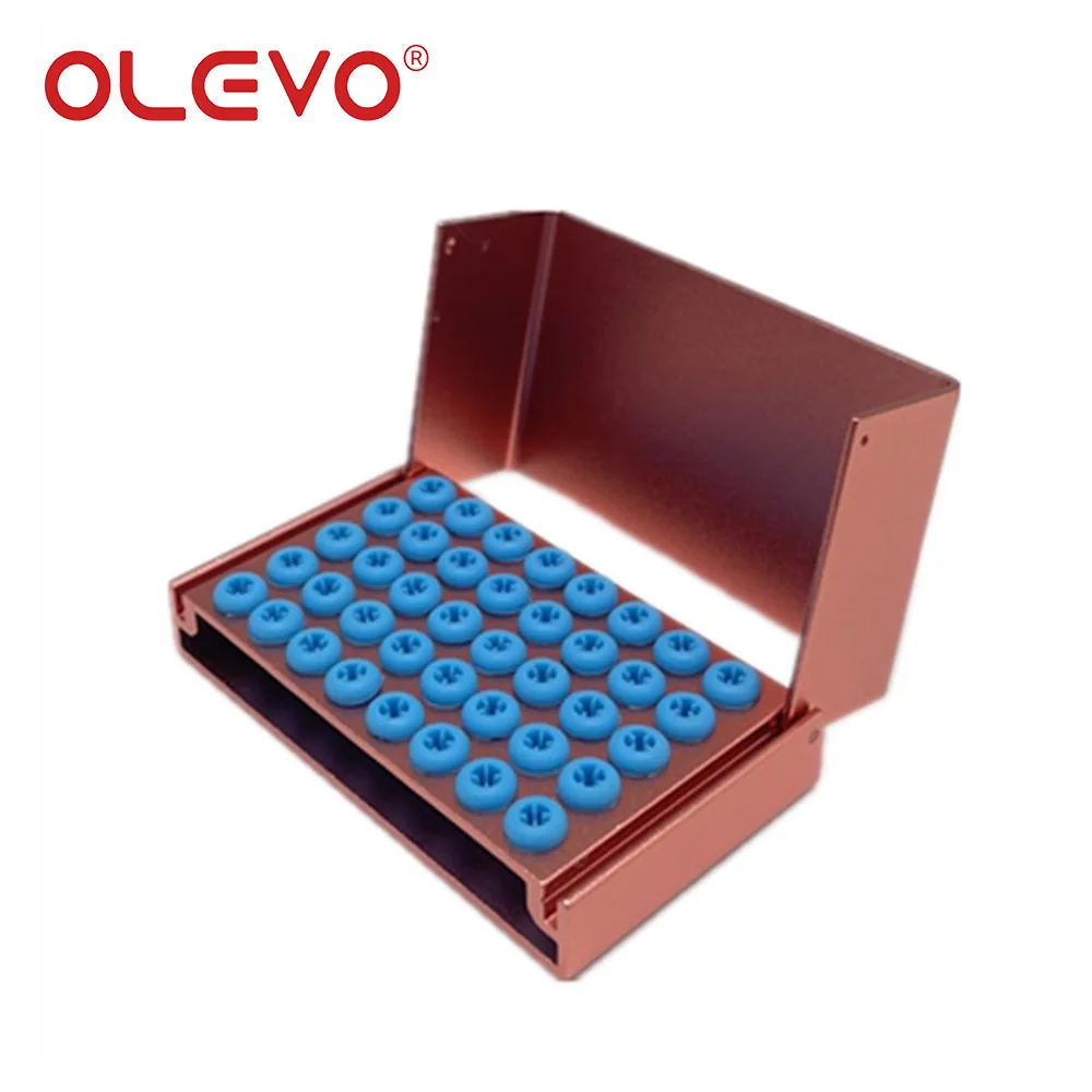 Aluminum Dental Bur Holder Organizer - Autoclavable 40-Slot Disinfection Case