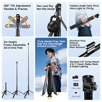 MT80 Heavy Duty Aluminum Alloy Tripod Light Stand with Quick Release Plate, for Camera Phone Video Light, Foldable & Portable - Image 3