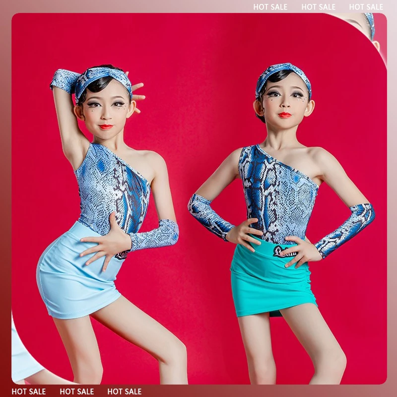 

Новинка, детская одежда для латиноамериканских танцев, топ леопардовой расцветки для девочек, юбки для латиноамериканских танцев, костюм для тренировок, одежда для выступлений и танцев DWY8967