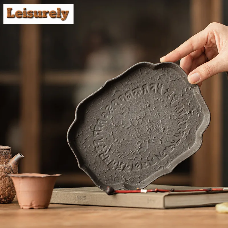 Old Rock Mud Lotus Root Pot Bearing Holder Gaiwan Tray Water Storage Dry Soaking Table Tea Tray Coasters Chinese Tea Set Craft