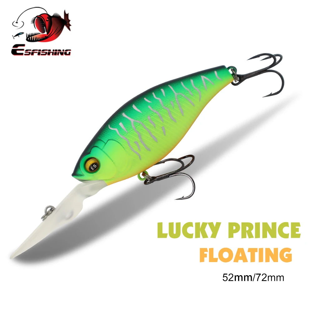 ESFISHING New 2023 Hard Bait Lucky Prince 52mm 72mm Quality Depth Crank