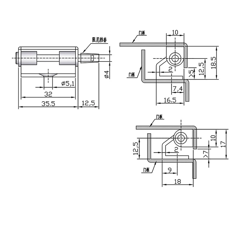 Vibrant Metallic Bent Hinge 304 Stainless Steel Detachable Concealed Joint for Distribution Boxes