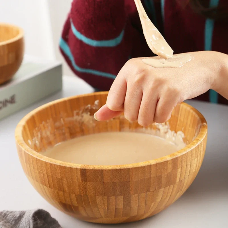 Japanese Salad Wooden Bowl Large Bamboo Bowl Stirring Powdered Mask Chinese Medicine Noodle Noodle Ramen Tableware