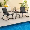 Patio Rocking Chair Set of 4, Outdoor Ergonomic Rockers with Breathable Fabric Seat, Gentle Rocking Function,Sturdy Metal Rocker 4