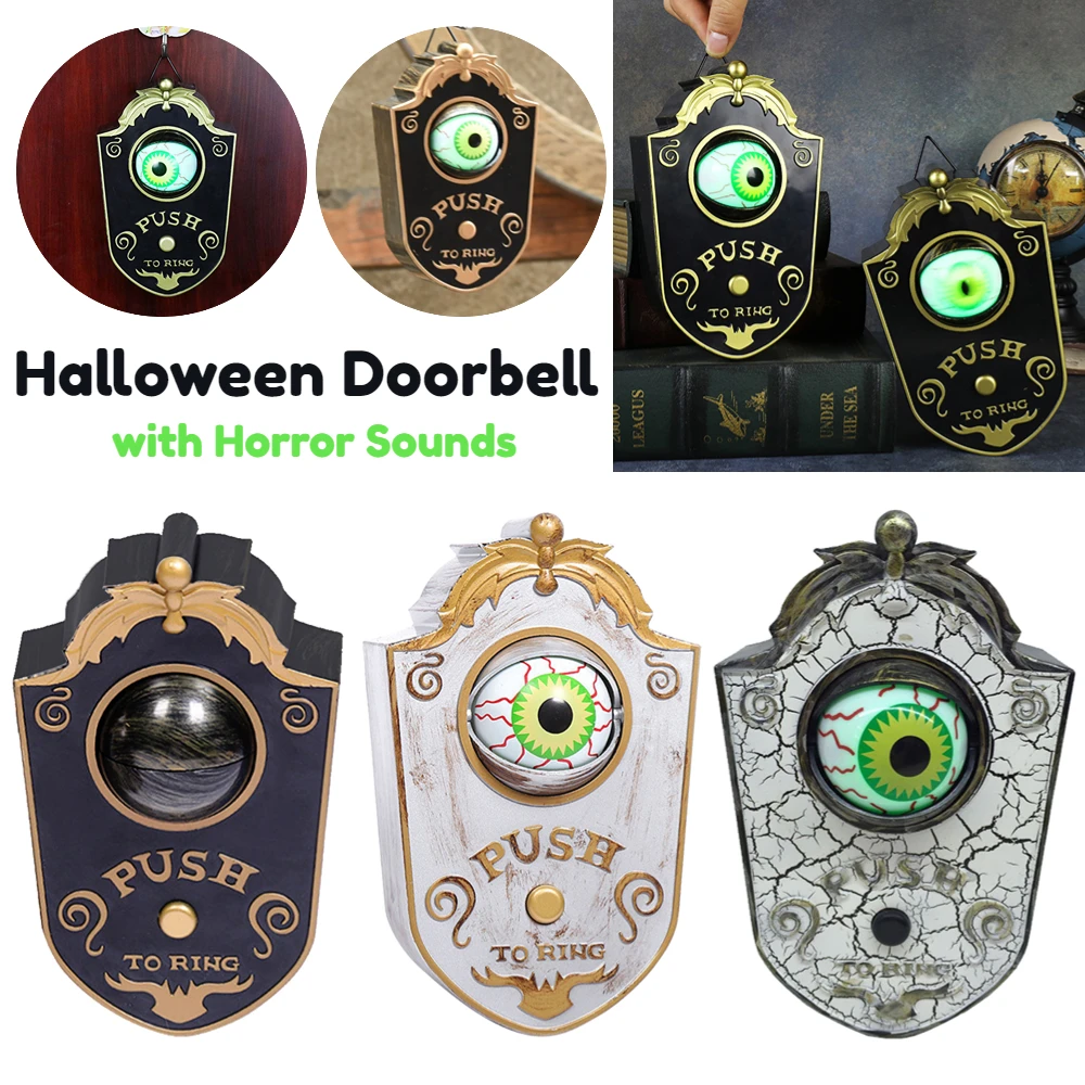 Halloween Doorbell Decoration with Horror Sounds Animated Eyeball