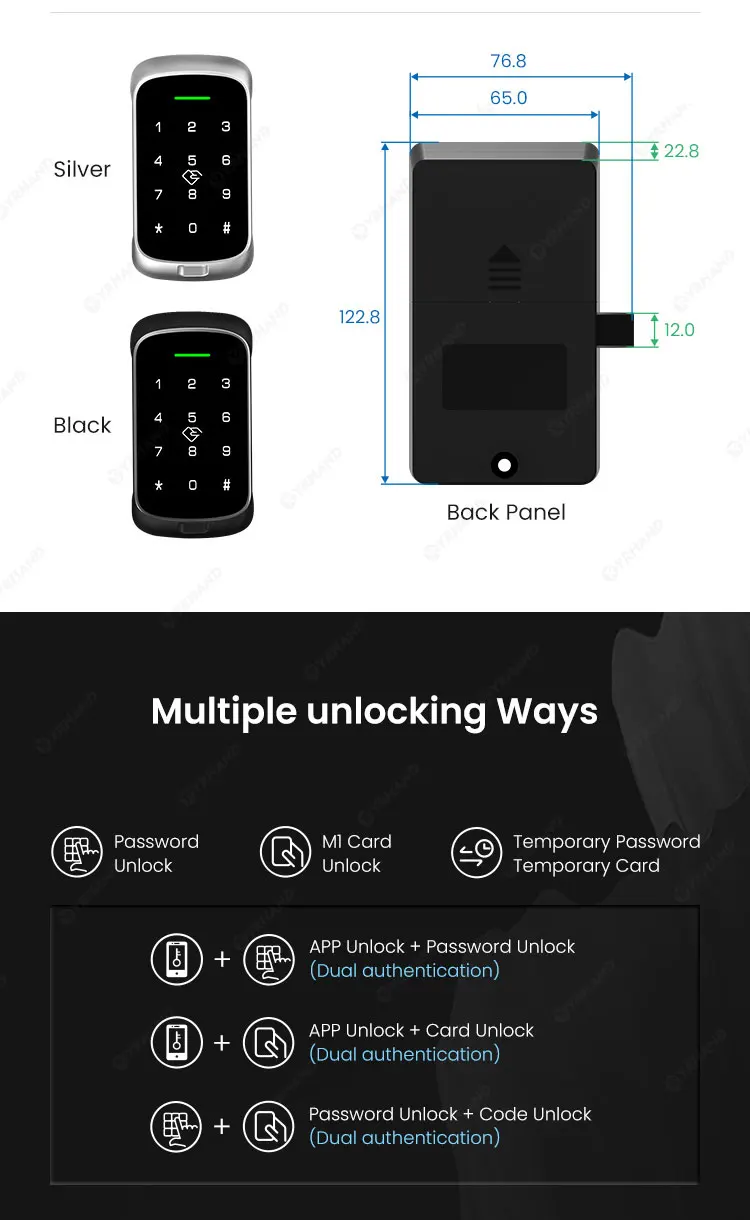 Smart Cabinet Lock APP Control, Keypad & RFID Card Entry,Dual Authentication,Rem