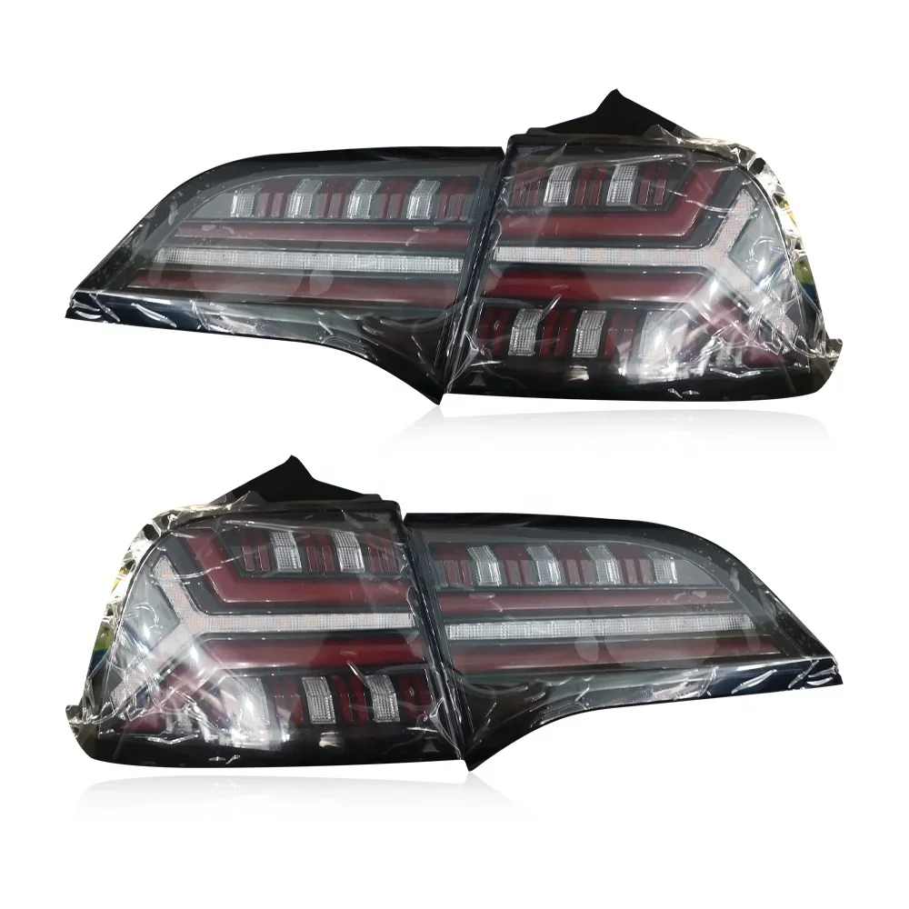 For Tesla Model 3-Car LED Tail Light Taillight Rear Running Light + Brake + Reverse Lamp Dynamic Turn Signal