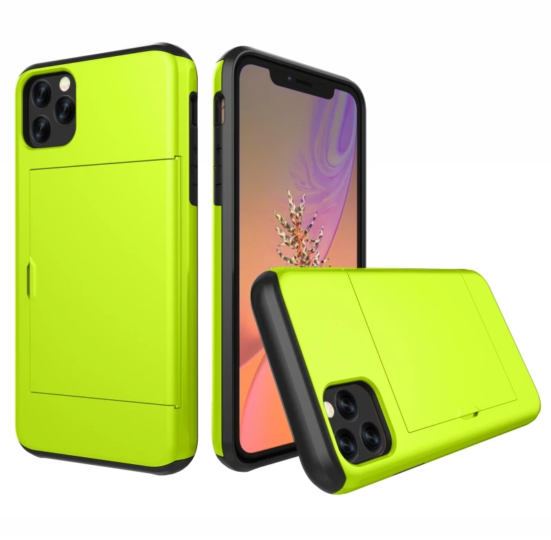 Armor Shockproof Silicone Wallet Case with Sliding Hidden Card Slot