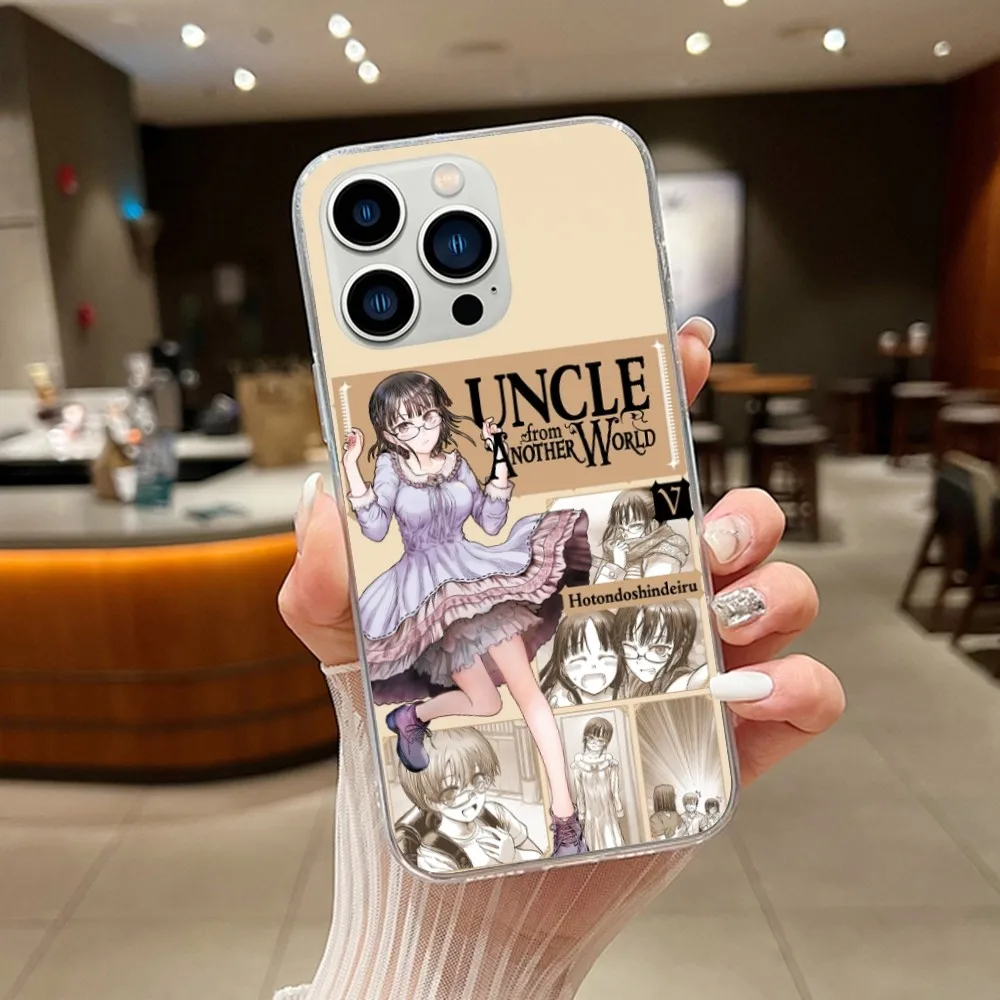 Фото Прозрачный чехол для iPhone 13 14 Mini 12 11 15 Pro MAX Plus XS XR с изображением дяди другого мира аниме Isekai Ojisan №3