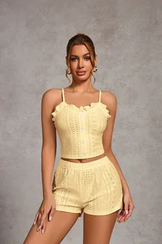 بيجامة نسائية مع بنطلون طقم ملابس منزلية طقم بيجامات نسائي بدلة بيجامة للنساء ملابس صيفية ملابس نوم شورت ثوب نوم مثير 5