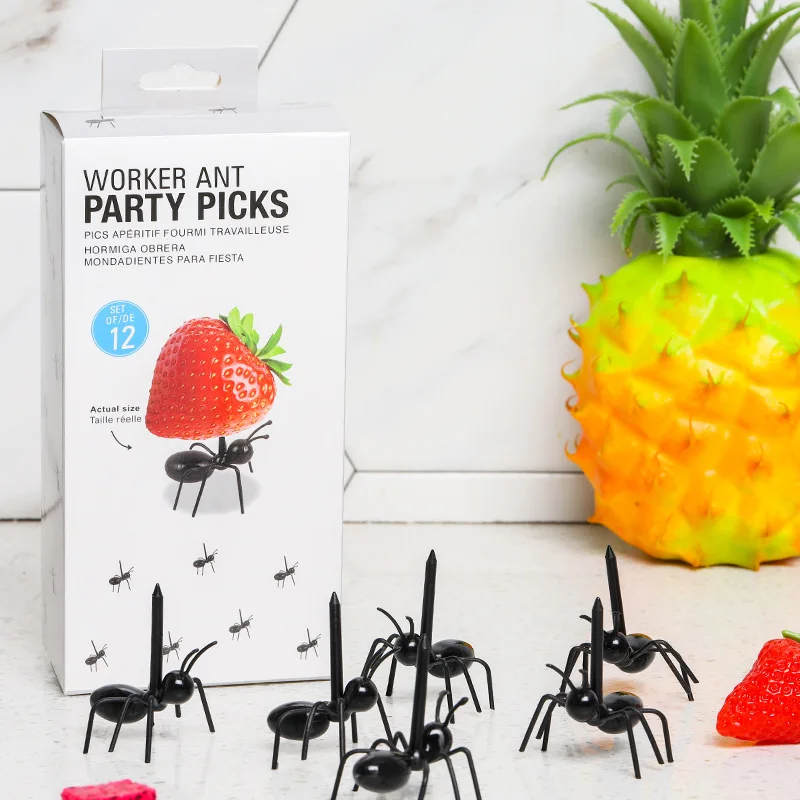 Description Picture 3 of item6/12PCS Ants Food Fruit Picks Ant Shape Forks Snack Cake Dessert Tableware for Home Kitchen Party Dinner Fruit Pick Decoration