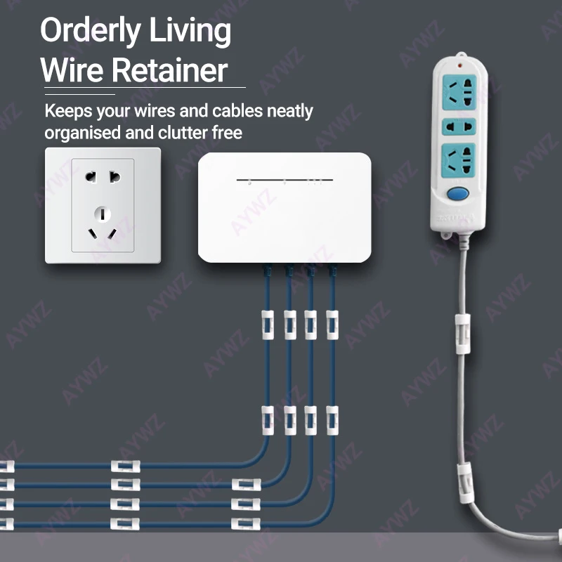 Cable Organizer No-punch Wall Sticker Traceless Wire Storage Self-adhesive Clip for Network Cable