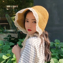 

Lace Panama Hat For Girl Summer Outdoor Sun Hats Foldable Beach Sun Protection Cap Traveling Anti-Uv Straw Caps Women Hat Gorras