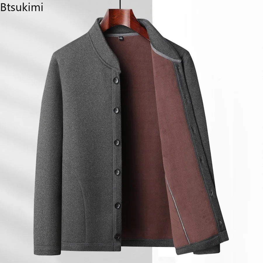 

2024 Men's Winter Parkas Cotton Liner Middle-aged MEn Plus Velves Thickened Cotton Warm Tops Solid Classic Warm Jackets for Men