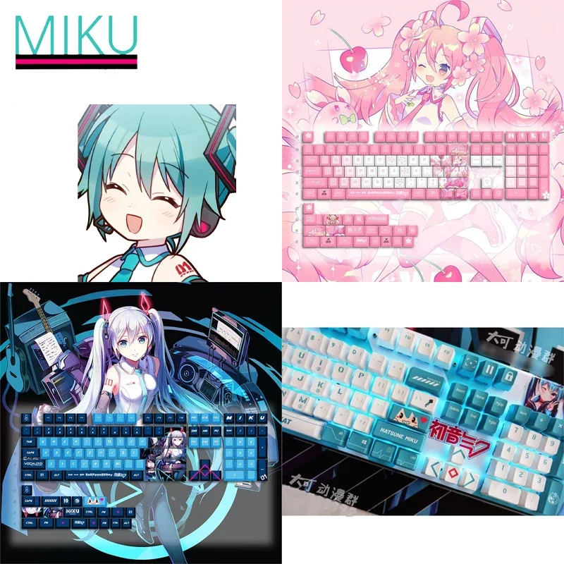 

Клавиатура Hatsune Miku с 108 клавишами, мультяшная механическая