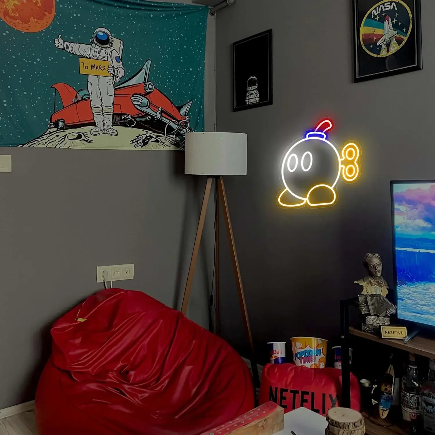 Bob-omb Mario LED Neon Sign for Video Game Room Wall Decor Game Room and Desk Decoration Gamer Gifts led neon sign
