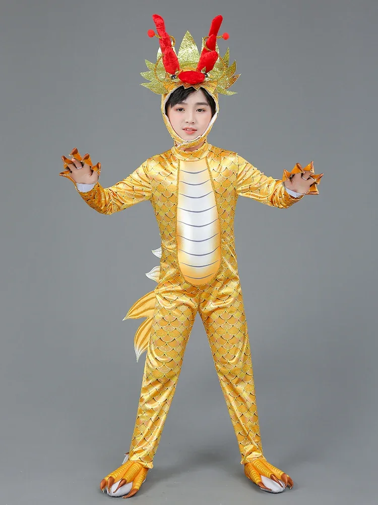 

12 Zodiac Chinese Dragon Performance Clothing New Year Golden Dragon Performance Clothing Children's Animal Cartoon Dragon Dance