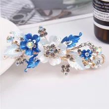  Delysia King Alloy Hollow Flower Barrettes Girl Fashion Crystal High-grade Spring Hair Clips 