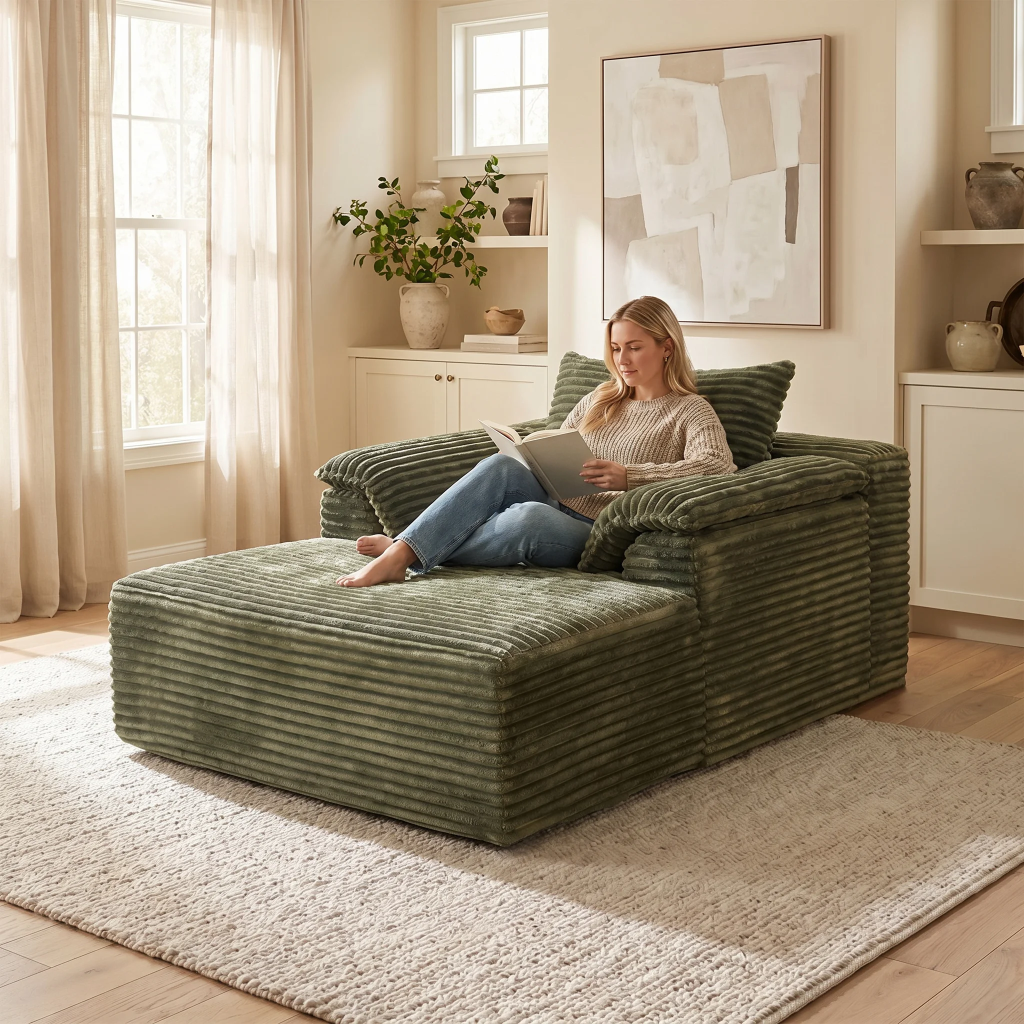 Oversized Corduroy Sofa Bed 2