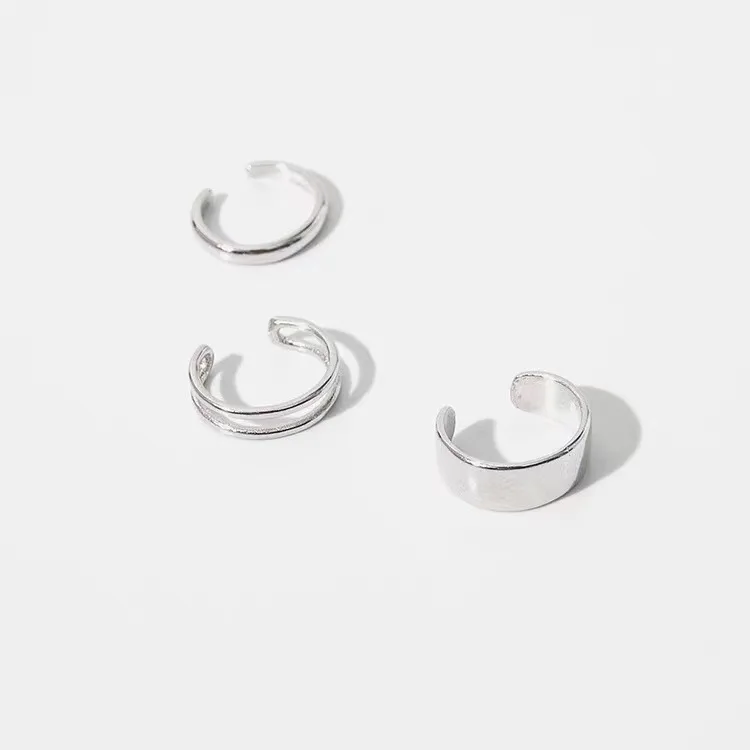 Silver Minimalist Double Layered Personality Clip Earrings