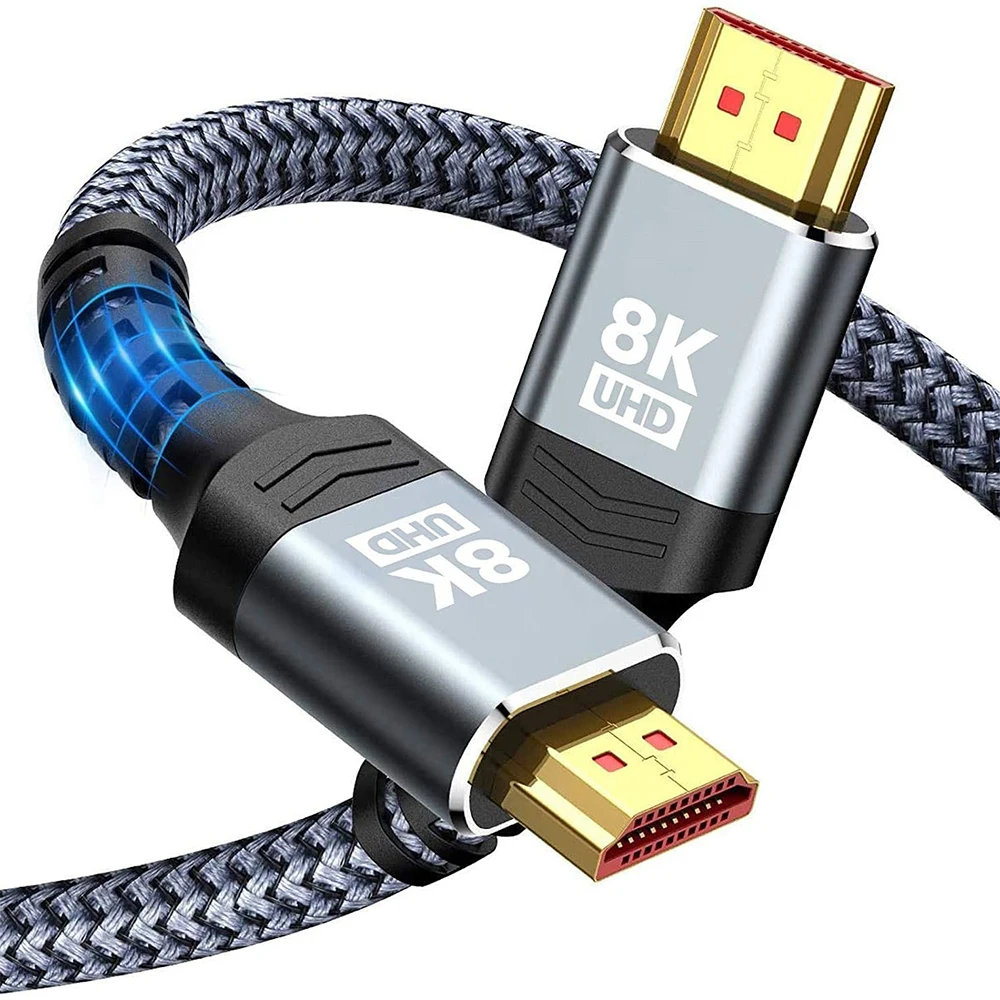 Premium 8K HDMI 2.1 Braided Cable - Ultra High Speed 48Gbps with eARC and HDCP2.3