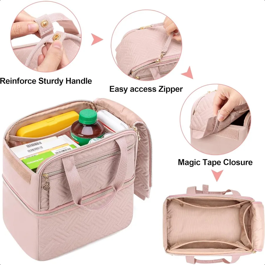Pill Organizer Travel Bag in Misty Rose
