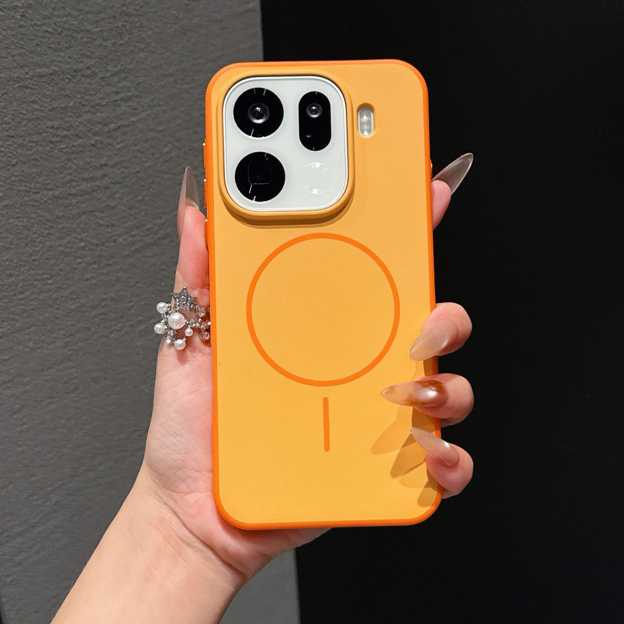 Magnetic Attraction Contrasting Color Phone Case with Metal Independent Buttons - Matte Skin Hard Cover