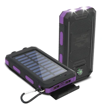20000mAh Solar Charger Waterproof Portable Solar Power Bank Dual 5V USB Ports 2 LED Flashlight Compass for Outdoor Camping Hik 6