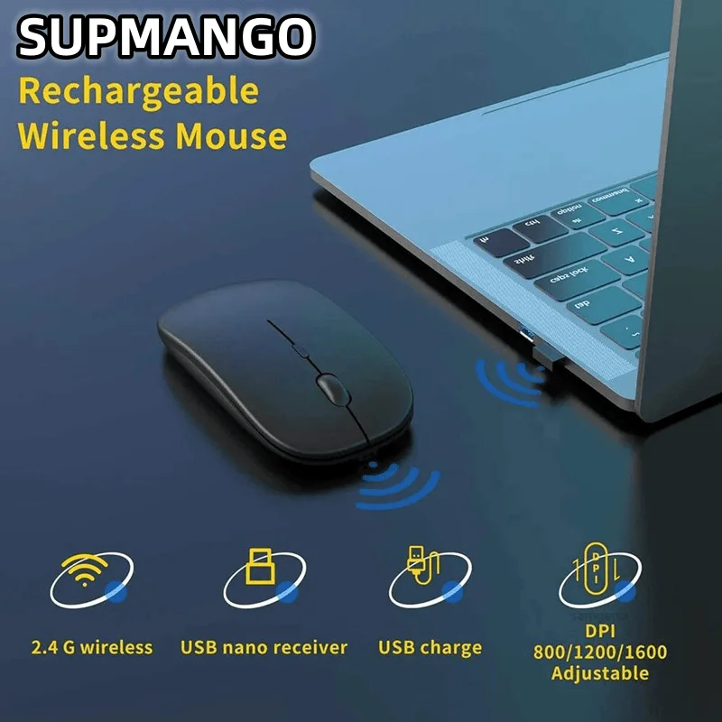 Rechargeable Wireless Mouse Single Mode USB 2.4 GHZ RGB 1600DPI Suitable for Laptop Tablet Macbook Game Players wireless mouse gaming mouse