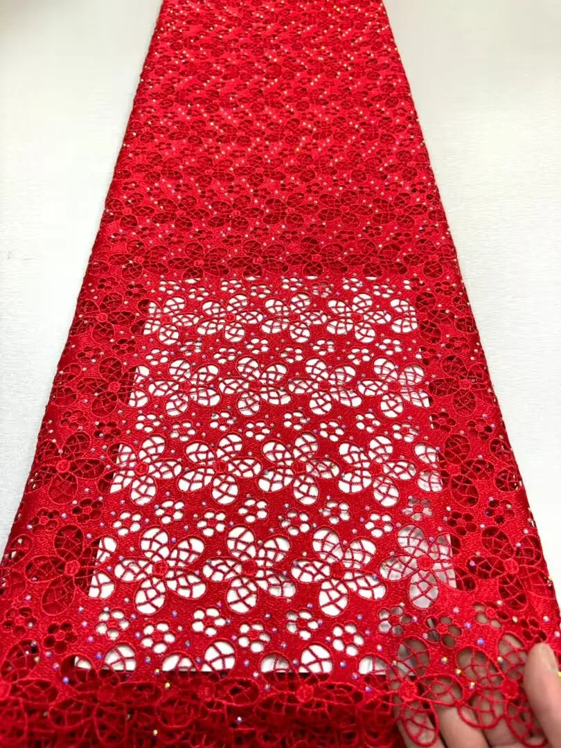 Description Picture 6 of item5Yards 2024 High Quality African Lace Fabric 100%cotton Swiss Voile Lace With Beads Nigerian Tulle Sequined Popular Dubai Style