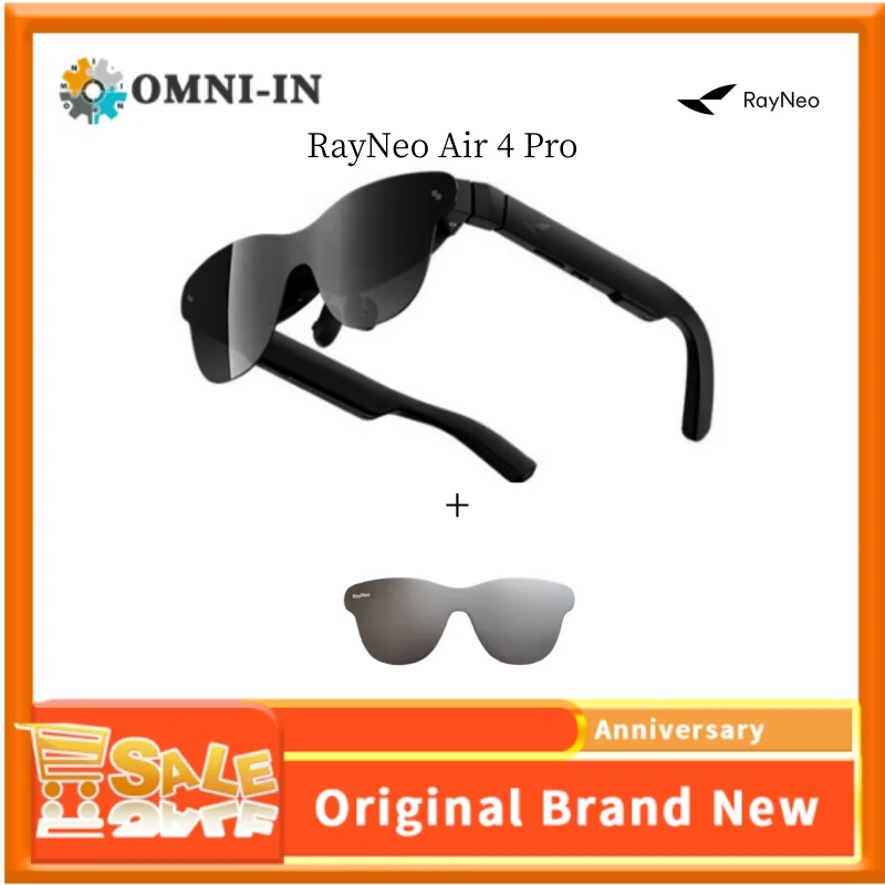 RayNeo Air 4 Pro Smart AR Glasses - 1200 Nits Brightness, 135-inch HD Display, Quad Speakers, HDR10