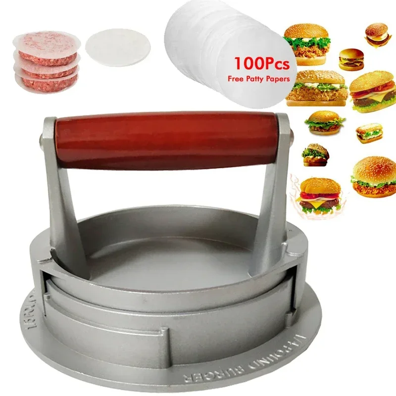 Round Shape Hamburger Press Aluminum Alloy Hamburger Meat Beef Grill Burger Press Kitchen Food Mold