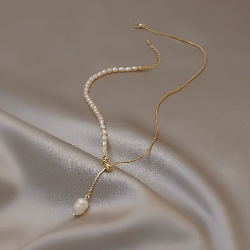 2267394-dbd035.jpg S593002a6424c4227967c088c2e9c9729Q 100% Natural Freshwater Pearl 14K Gold Filled Trendy Female Pendant Necklace Jewelry For Women Snake Chains No Fade Mallzona