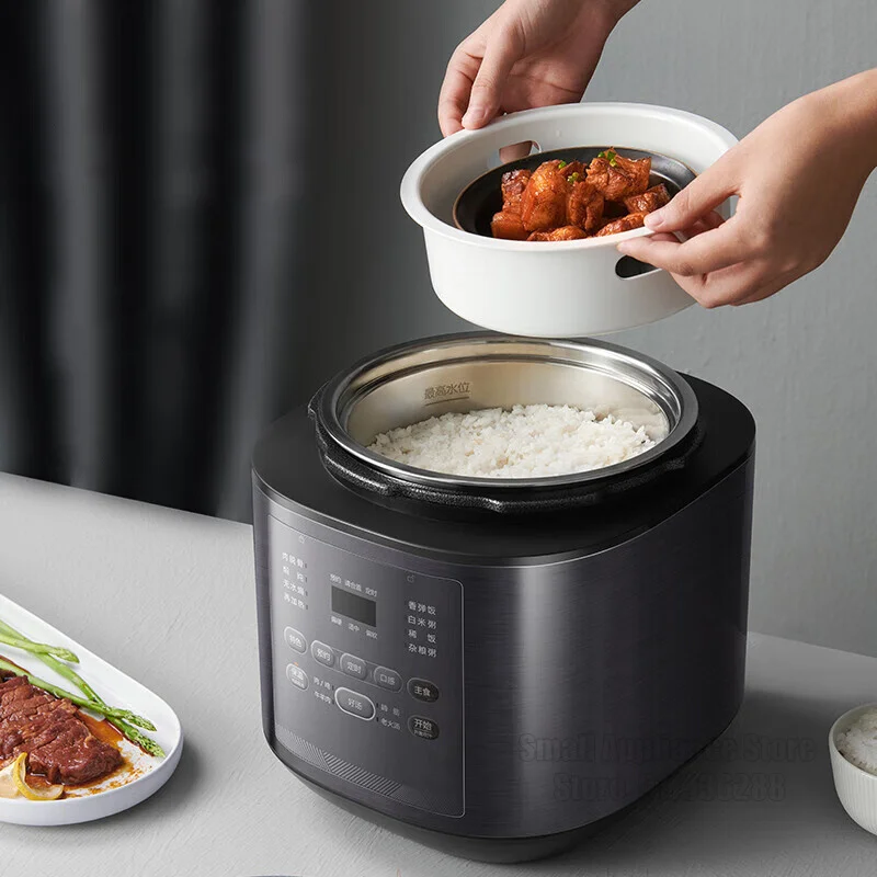 SUPOR Electric Pressure Cooker 5L Stainless Steel Household Rice Cooker Two Inner Bile Multifunction Kitchen Appliances 220V