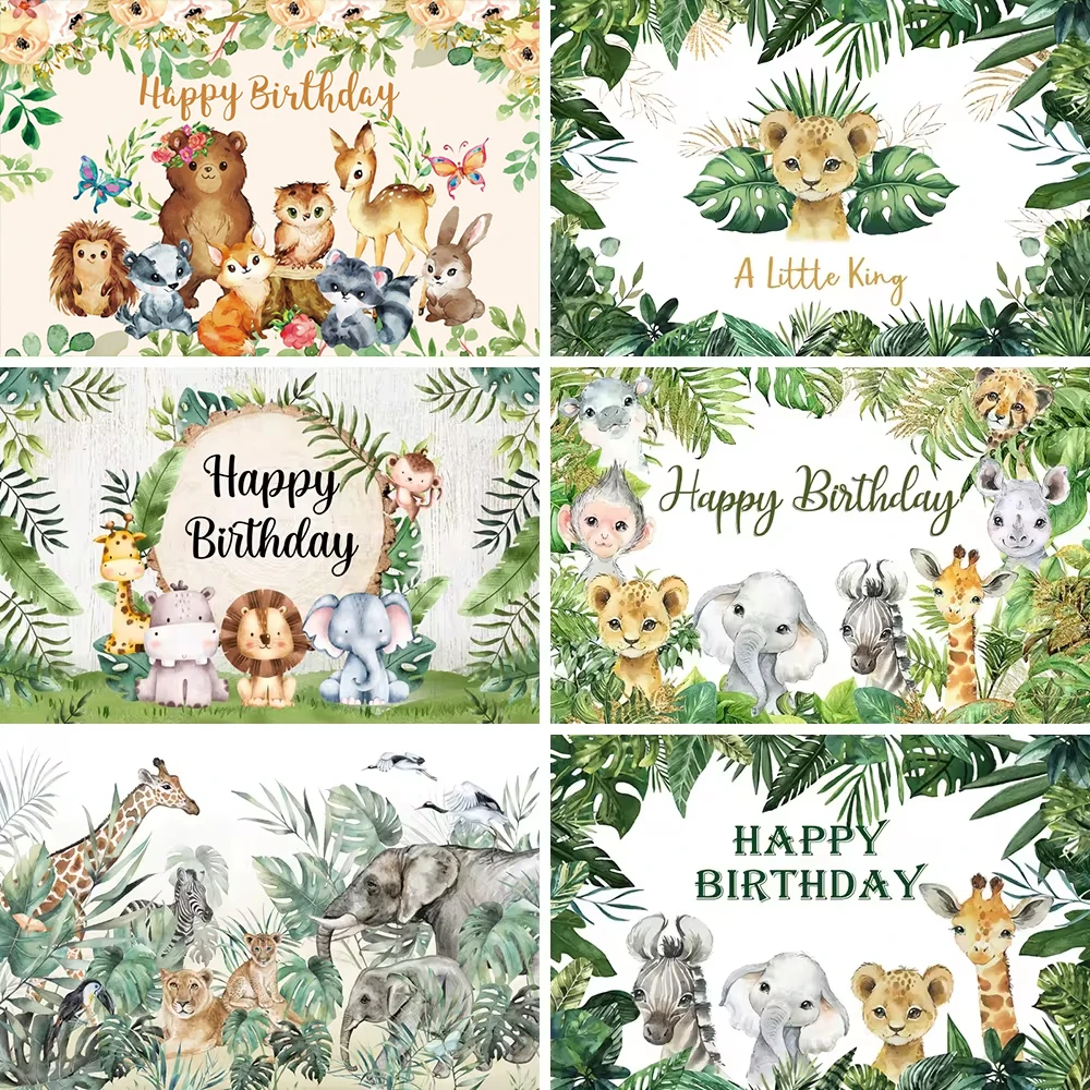 Custom Birthday Jungle Backdrop Personalized Poster Photo Backdrop for Children Party