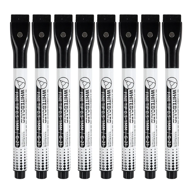 Vibrant 8-Color Extra Fine Tip Magnetic Dry Erase Markers for Home, School, and Office