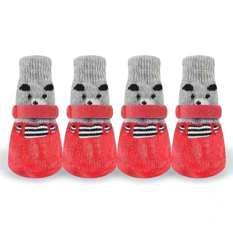 Dog Socks Pet Shoes Dog Socks Small Size Dogs Thai Winter Warm Waterproof Non-slip Teddy Shoe Covers Cat Socks Anti-scratch Pet Supplies