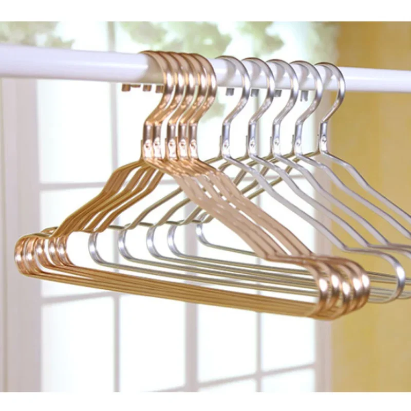 5/10pcs Aluminum Alloy Clothes Hanger Golden Durable Domestic Coat Supplies Organizer Adult Children Hanging clothes hanger