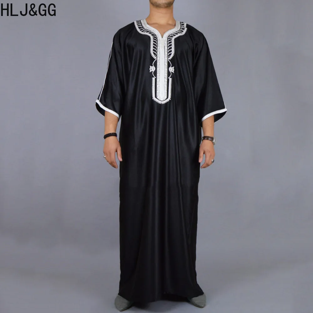 HLJ&GG Muslim Jubba Thobe Clothes Men Hoodie Ramadan Robe Kaftan Abaya Dubai Turkey Islamic Clothing Men Thobe Arab Muslim Robes muslim men jubba thobe clothes fashion hoodie ramadan robe abaya dubai turkey islamic clothing male casual loose kaftan