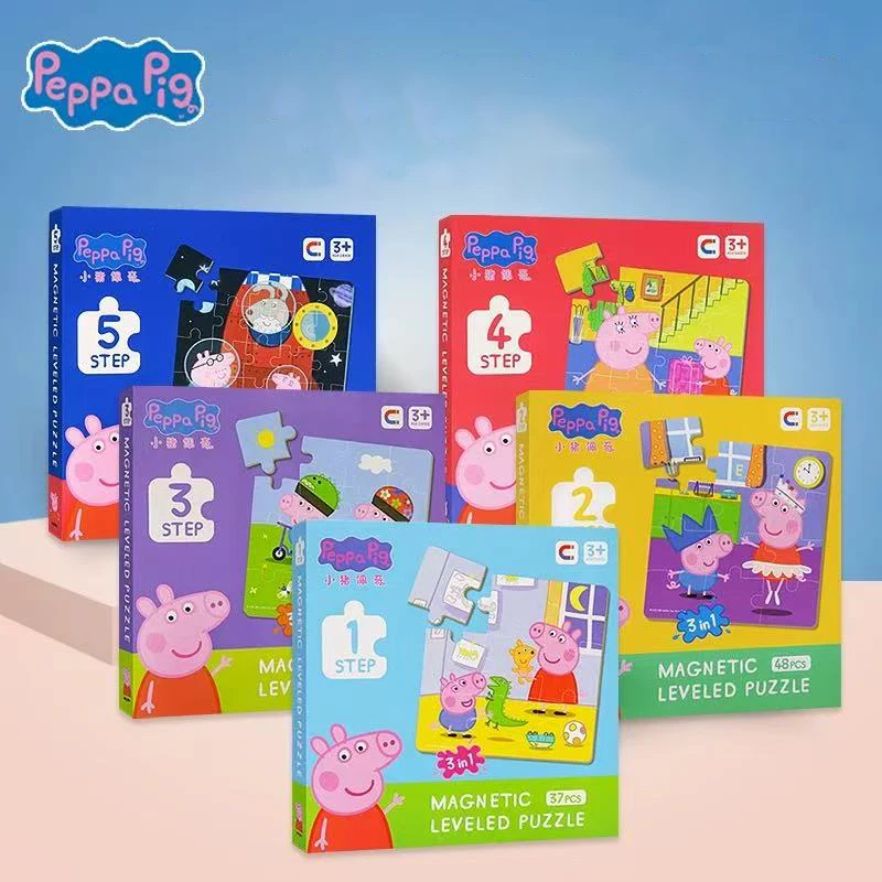 Peppa Pig Magnetic Puzzle Children 3-6 Years Old Intelligence George Advanced Plane Puzzle Toy Gift