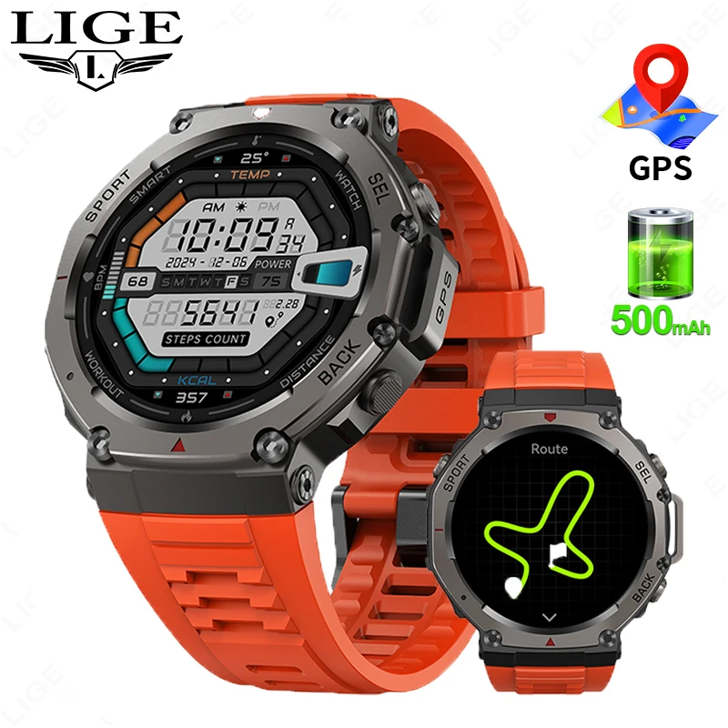 GPS Smart Watch AMOLED 5ATM Waterproof Built-in Dual-band GNSS Compass ...