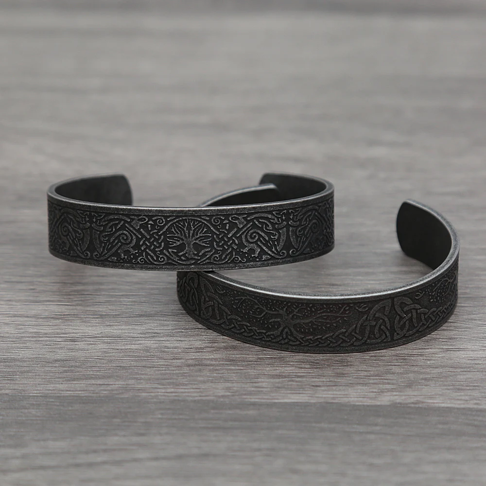 Stainless Steel Viking Rune Bracelets for Men Women