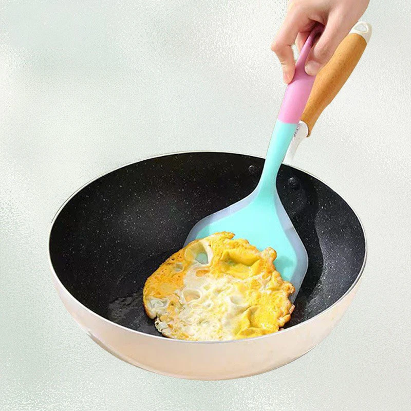 Silicone Spatula Non-stick Skillet Heat Resistant Kitchen Utensil for Cooking Perfect for Pancakes Steaks and Grills