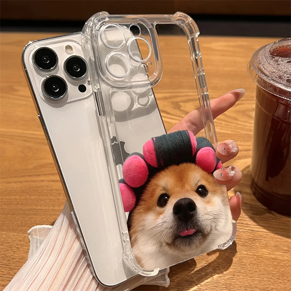 

Clear Shockproof Hard Back Phone Case for iPhone 15 14 13 ProMax XR XS Max 7 8Plus SE Cute Dog Protection Shell for IPhone 12 11