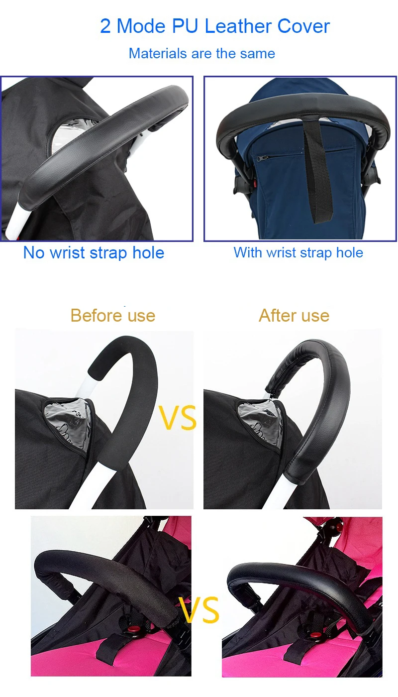 Stroller Leather Cover Baby Stroller Accessories PU Leather Protective Case Cover of Armrest and Handle for Babyzen Yoyo Yoyo2 Stroller