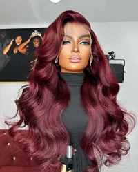 Body Wave Wig Burgundy Lace Front Wig 13x4 13x6 Hd Transparent Lace Frontal Wig Human Hair Pre Plucked 99j Red Colored Wigs