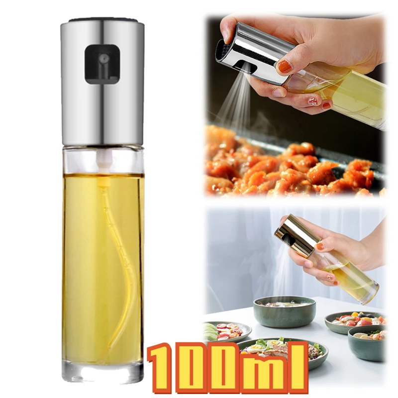 100ML Graduated Oil Sprayer ABS Press Type Kitchen Household Air Fryer Olive Spray Divine Appliance Barbecue Glass Bottle